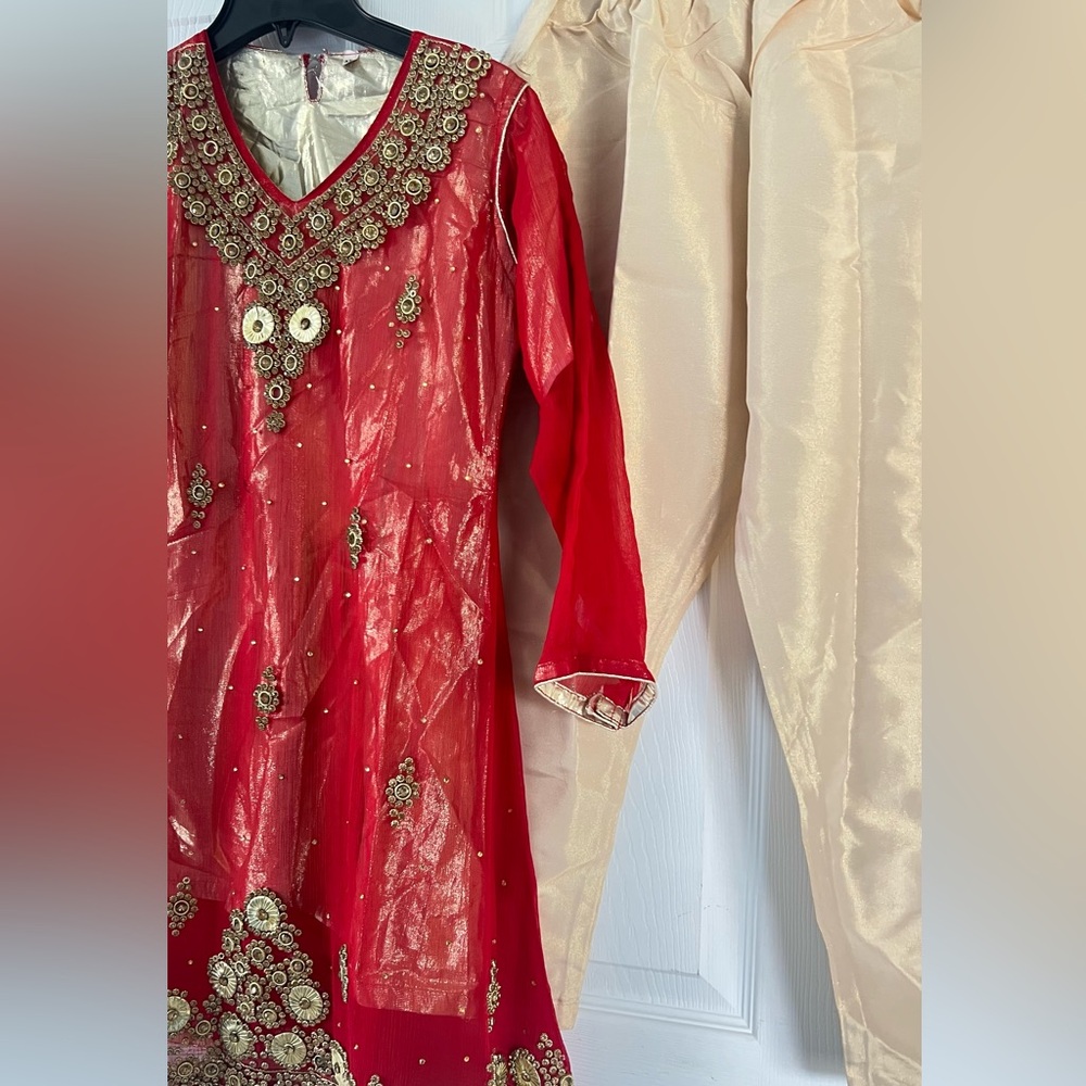 South Asian Elegant Red and Gold 2 piece outfit